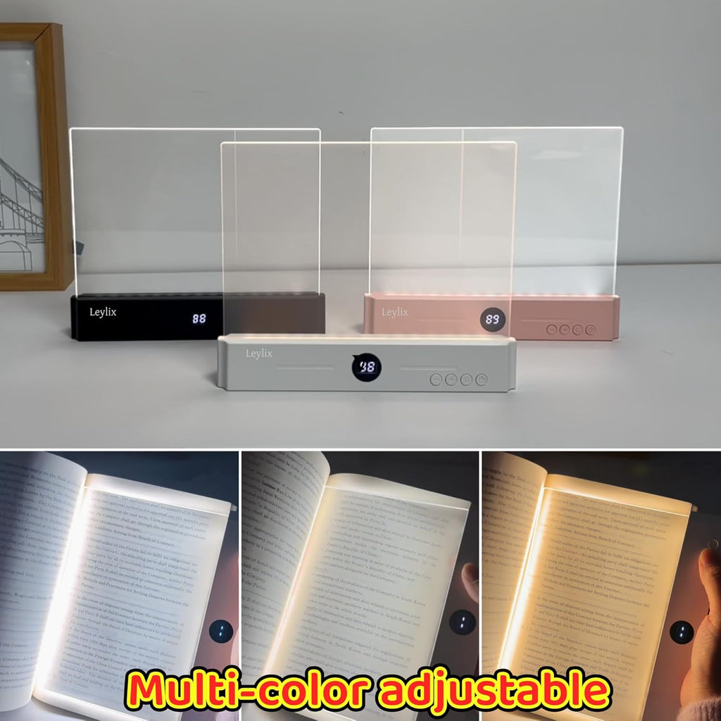 LED Flat Book Light for Reading at Night in Bed, Black | Eye-Caring, 3 Color Temperatures, Stepless Dimmable, USB Rechargeable, Portable Flat Panel Lamp for Kids & Adults