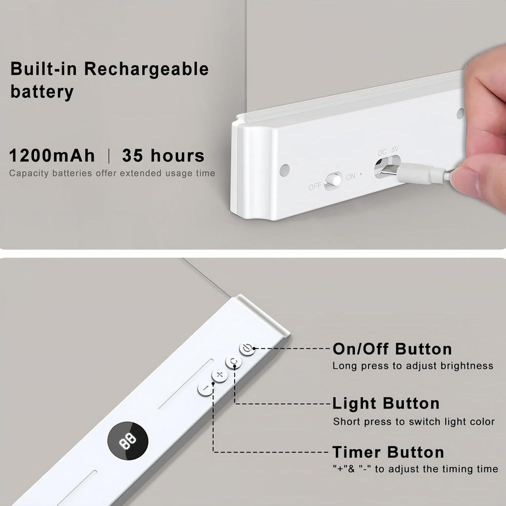 LED Flat Book Light for Reading at Night in Bed, White | Eye-Caring Page Illuminator, 3 Color Temperatures Stepless Dimmable Usb Rechargeable, Portable Flat Panel Lamp with Soft
