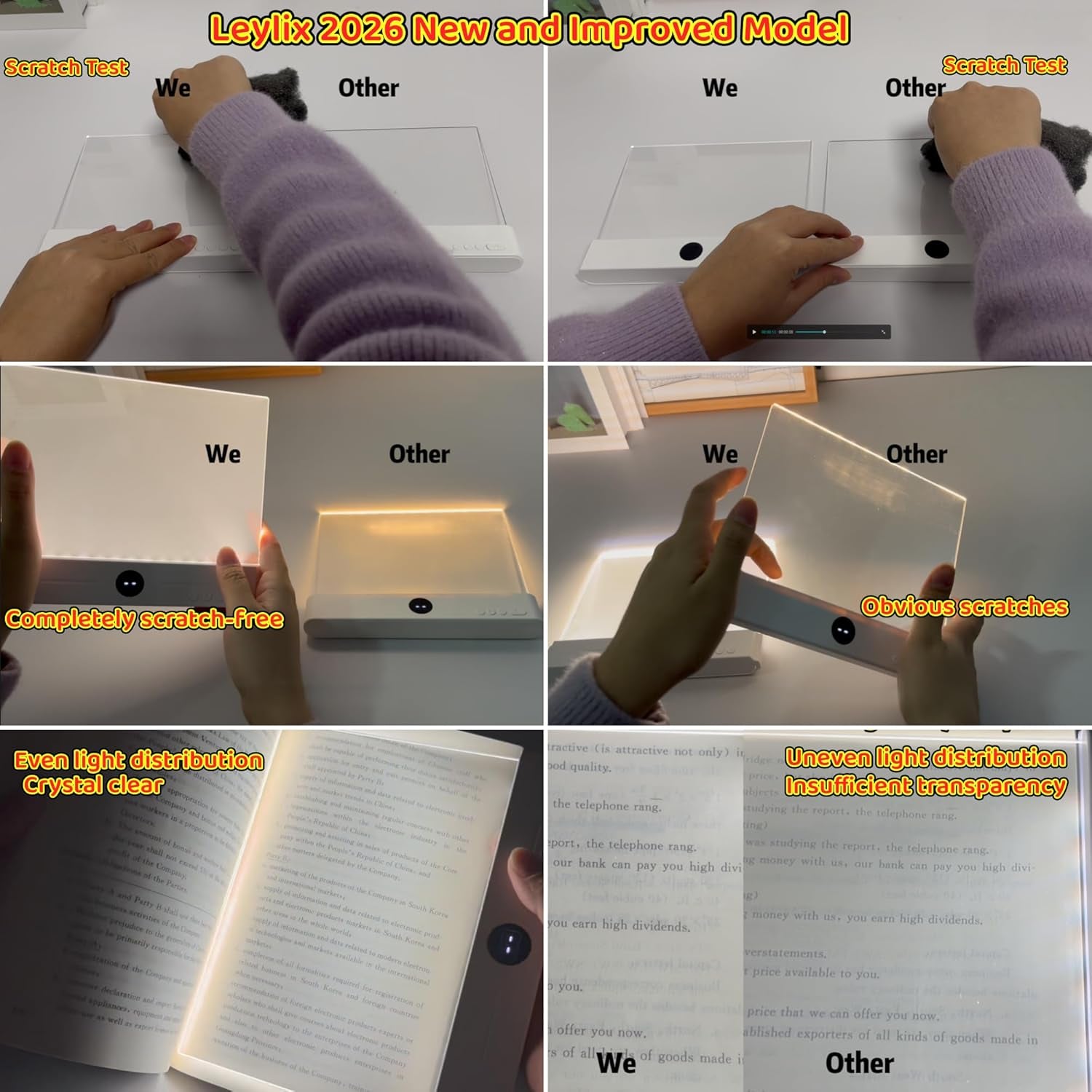 LED Flat Book Light for Reading at Night in Bed, Black | Eye-Caring, 3 Color Temperatures, Stepless Dimmable, USB Rechargeable, Portable Flat Panel Lamp for Kids & Adults