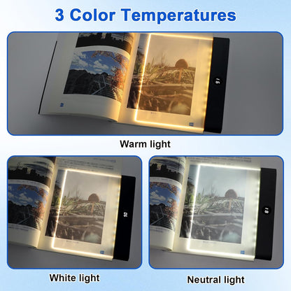 Rechargeable LED Book Light with 3 Color Modes & Timer - Perfect for Night Reading in Bed (Black, Compact Design)